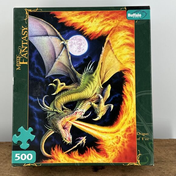 Puzzle Buffalo Games Mystic Fantasy Dragon of Fire 500 Pieces w/Bonus Poster - Picture 1 of 8